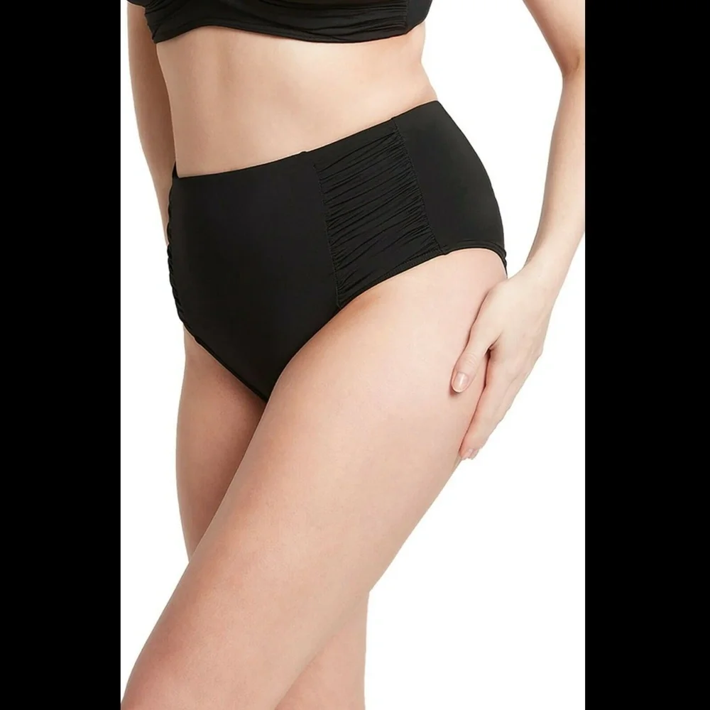 NWT Sea Level [ 8 US/ 12 UK] High Waist Gathered Side Bikini Bottoms‎ Black